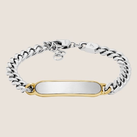 Men's silver-tone engravable bracelet.