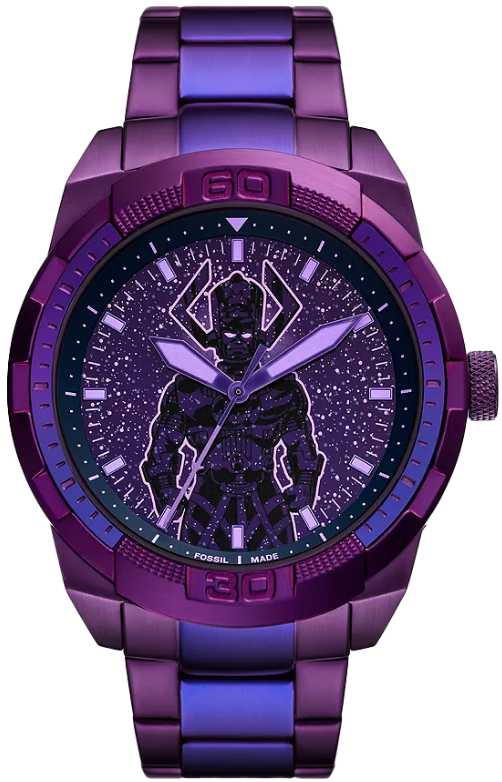 Two limited-edition Marvel x Fossil watches are shown with a red banner that reads 'Sold Out.'
