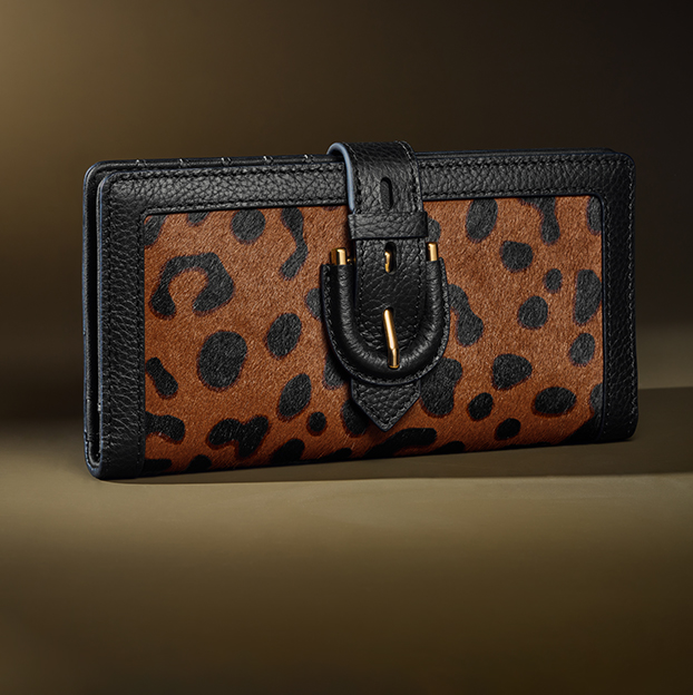 A Harwell wallet in leopard print.