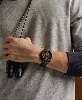 Image of a black and brown Fossil Machine watch