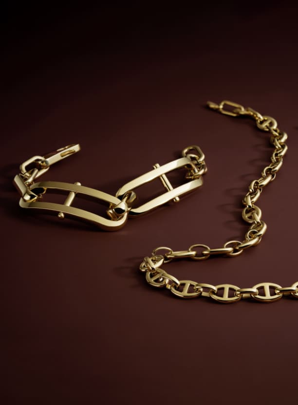 Women's gold D-link jewelry.