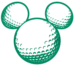 Silhouette de Mickey faite de balles de golf.