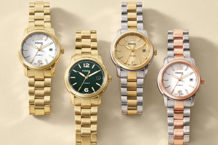 A brown leather men’s watch with shaped case and a tan leather women’s watch with shaped case A brown leather men’s watch with shaped case and a tan leather women’s watch with shaped case