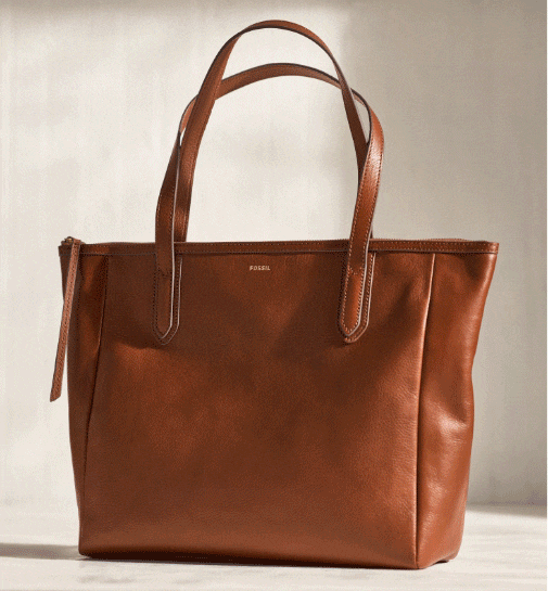 A brown leather handbag. 