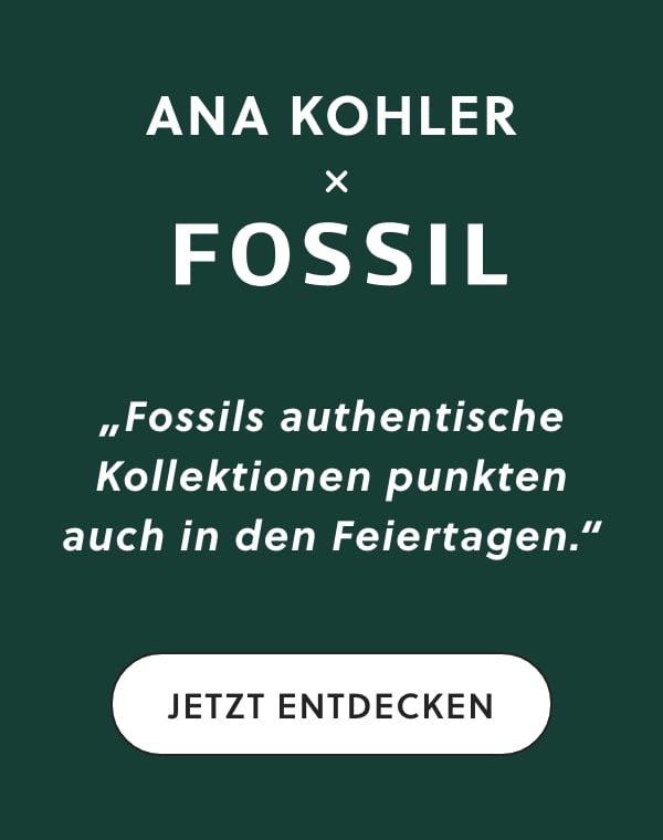 Displayed text: ANA KOHLER x FOSSIL Fossil’s authentic collections are always just the ticket, especially for the holiday season!