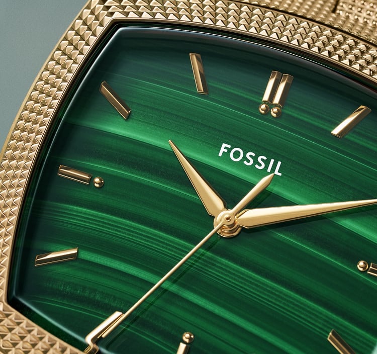 Nick Jonas x Fossil 18K Gold Plated Machine Luxe Malachite Three
