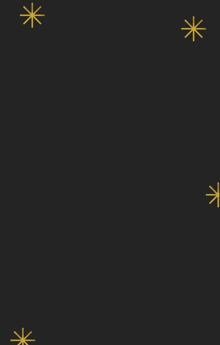 Black background with gold stars.