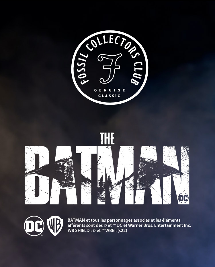 Logo du Collectors Club de Fossil et bloc-marque graphique The Batman.