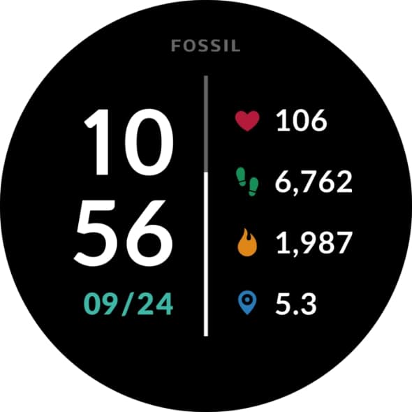 A Fossil Fitness Digital watch face
