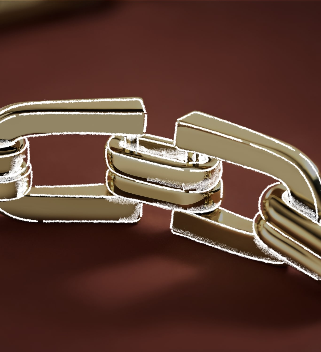 The gold-tone Heritage D-Link overlaid with a sketch.