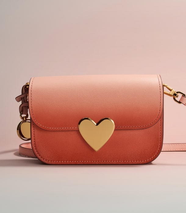 The pink leather Lennox handbag with a heart-shaped closure.