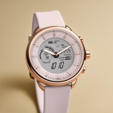 A pink silicone Gen 6 smartwatch.