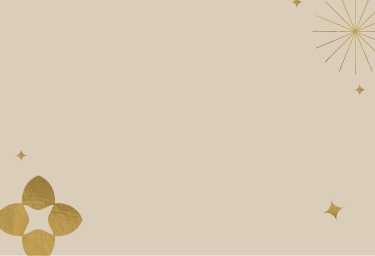 Beige background with gold star graphics.