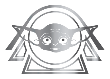 Ein illustriertes Symbol, das Grogu darstellt.
