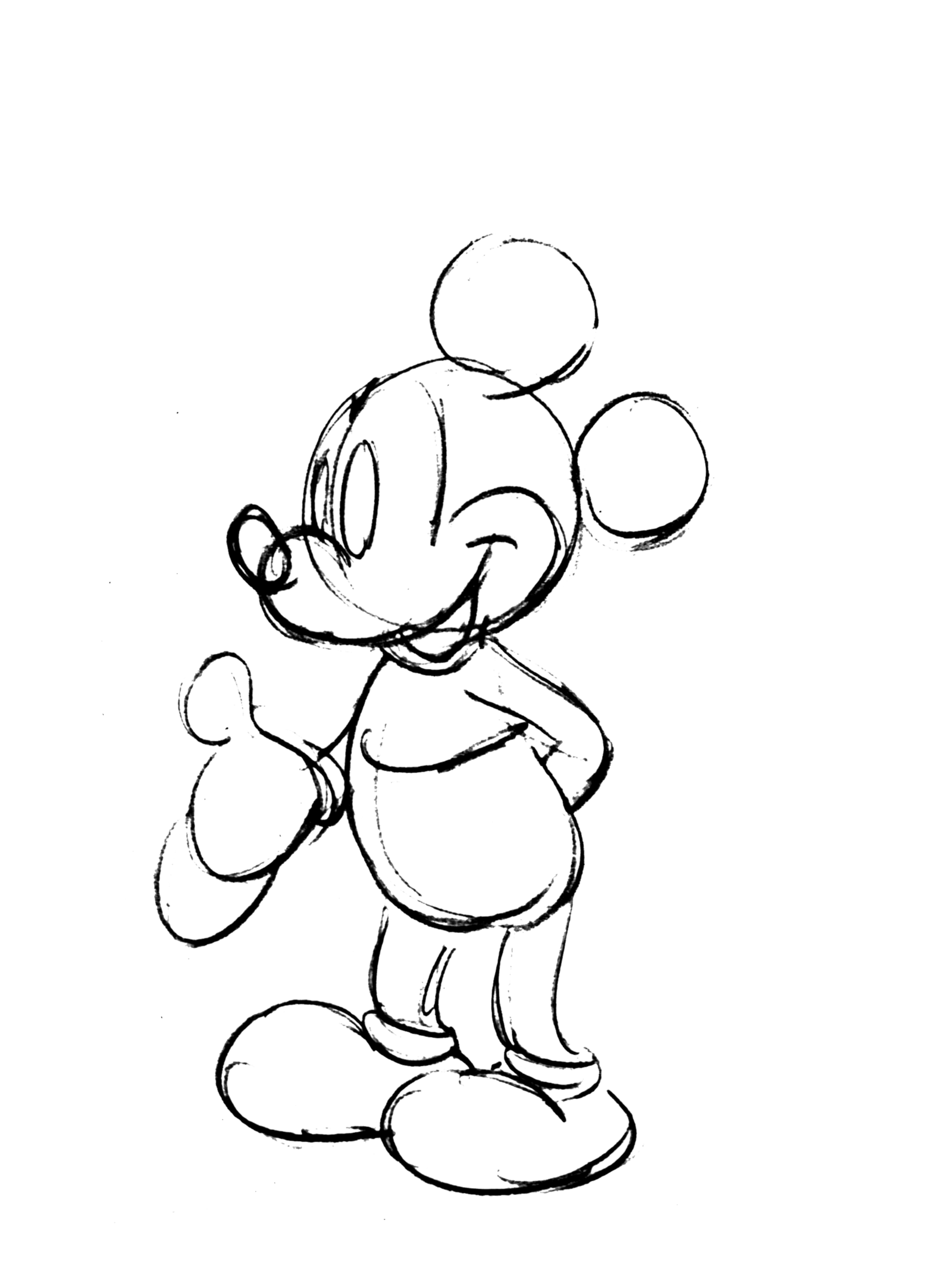 Animated gif of a sketch of Mickey Mouse.