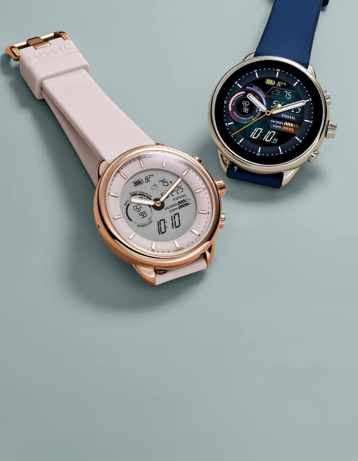 Gen 6 ibrido Wellness Edition in silicone rosa e smartwatch Gen 6 Wellness Edition in silicone blu.