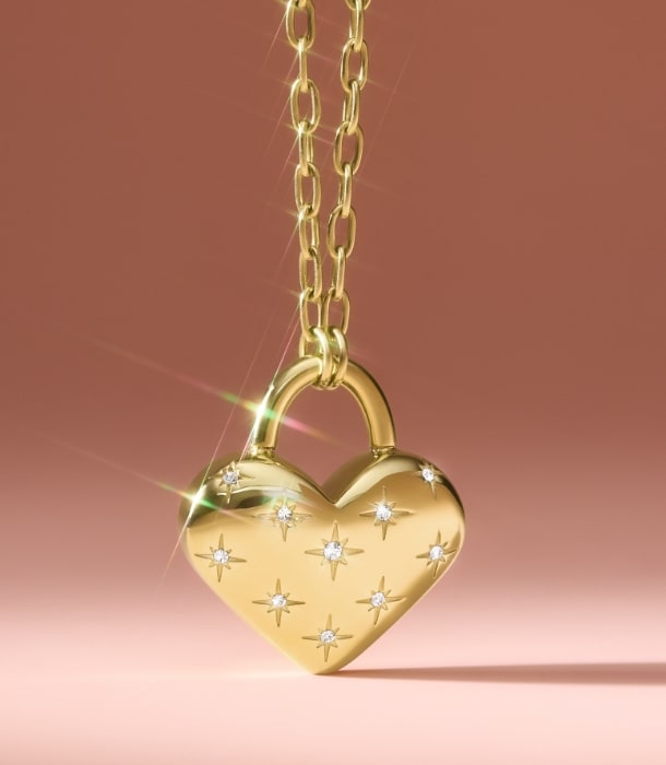 The gold-tone Sadie heart necklace.