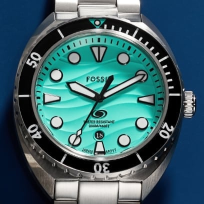 Stainless steel Breaker Dive watch with a teal dial. 