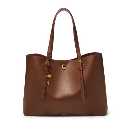 Women's brown leather tote.