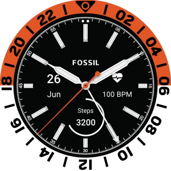 A Fossil Heritage GMT watch face