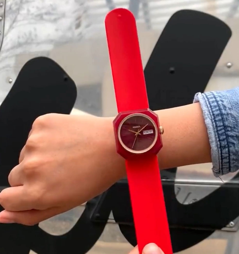 Fossil red watch sale