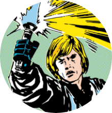A comic book-style illustration of Luke Skywalker