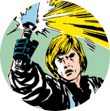 A comic book-style illustration of Luke Skywalker