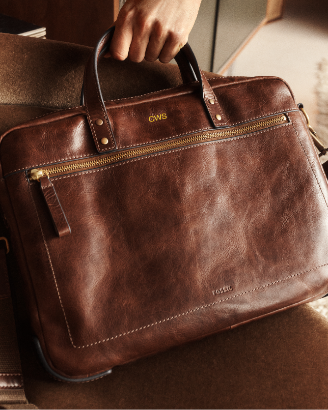 A brown Fossil bag.