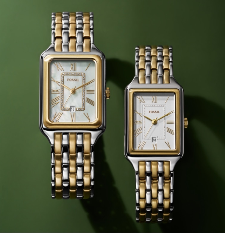 Two two-tone Raquel watches. 