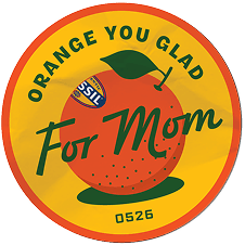 Sticker with an Orange on it.