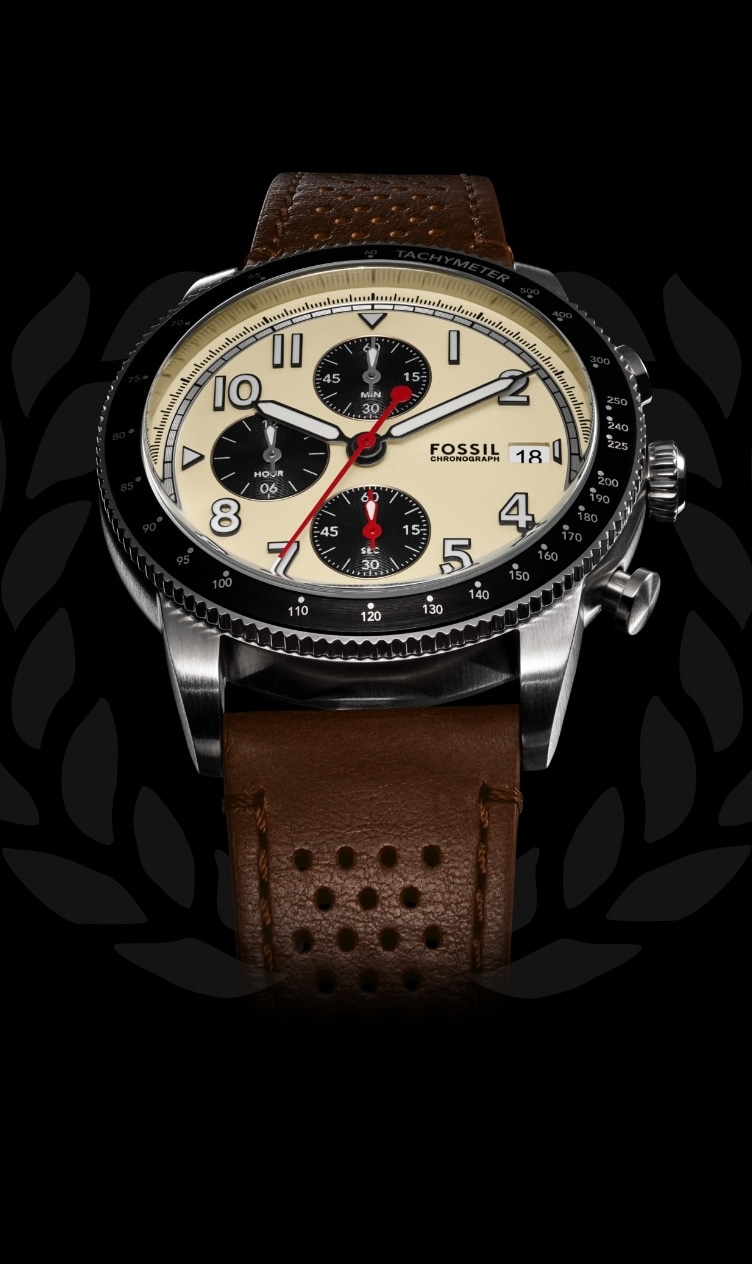 The brown leather Sport Tourer watch with cream-coloured dial.