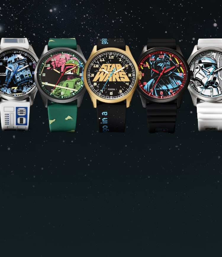 A collection of silicon band Fossil watches.