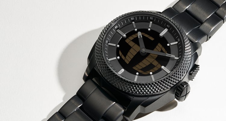 The Fossil Machine Big Tic watch, combining the rugged look of bestselling Machine with the ana-digi movement of archival Big Tic, shown in an all-black finish.