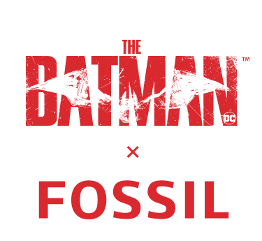 The black Batman x Fossil logo.