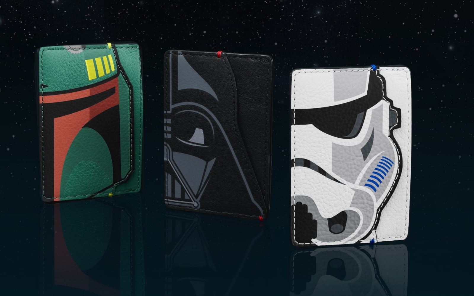 Boba Fett, Darth Vader and stormtrooper inspired card cases 