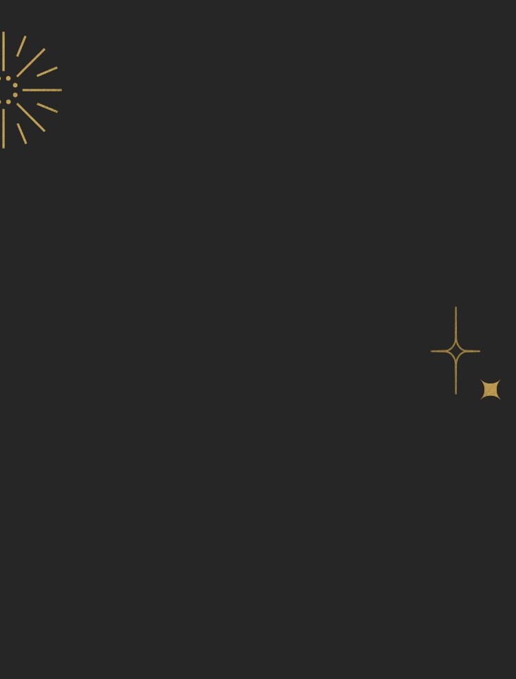 Black background with gold star graphics.