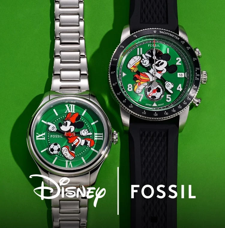 Limited-Edition Disney Uhren mit Micky Maus und Minnie Maus beim Fußballspiel.