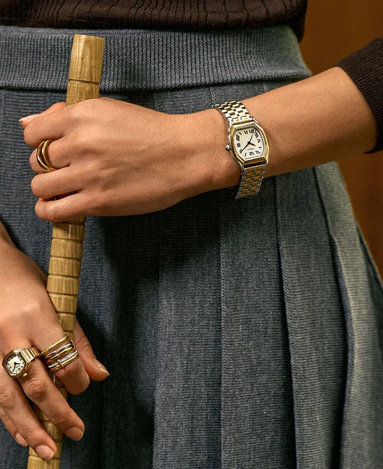 Image of a two-toned Fossil Harlow watch