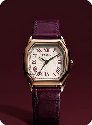 The Harlow Croco-embossed watch shown in deep jewel tones of green.