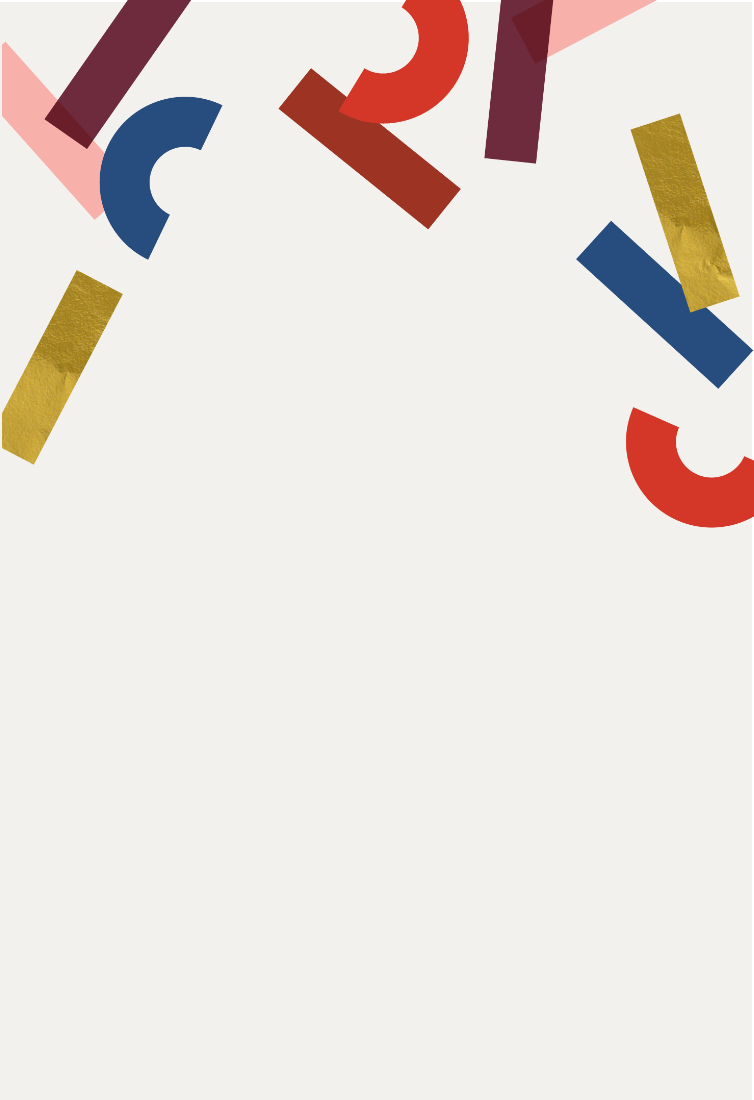 White background with illustrations of colorful confetti.