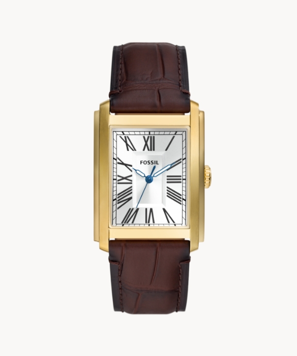 Montre Carraway en cuir marron.