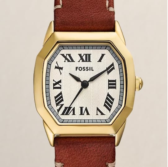 Brown leather Harlow watch.