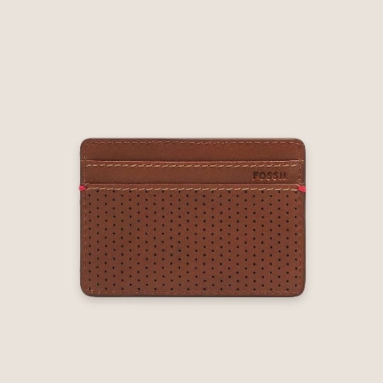 Men's brown leather card case. 