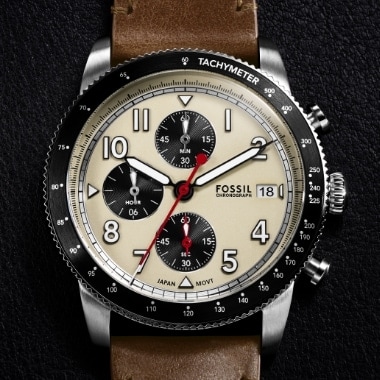 A brown leather Sport Tourer watch.