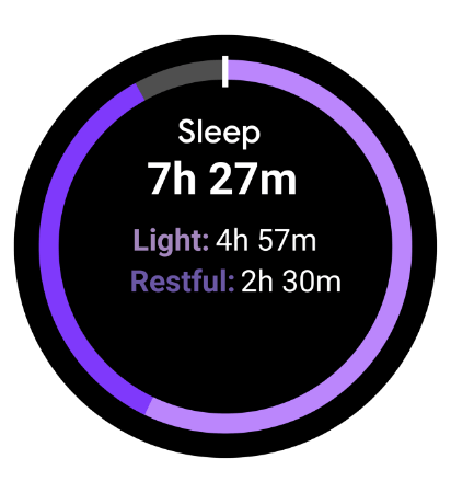 Zzz icons and a black Gen 6 smartwatch featuring sleep insights on the dial. 