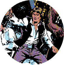 A comic book-style illustration of Han Solo