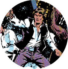 A comic book-style illustration of Han Solo