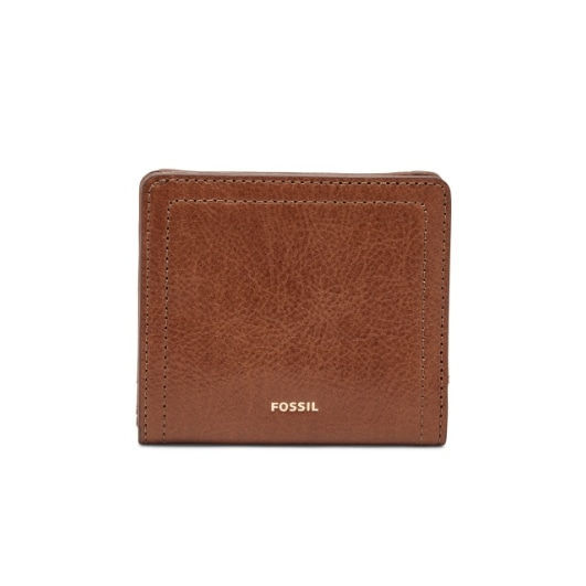 Brown leather mini wallet. 