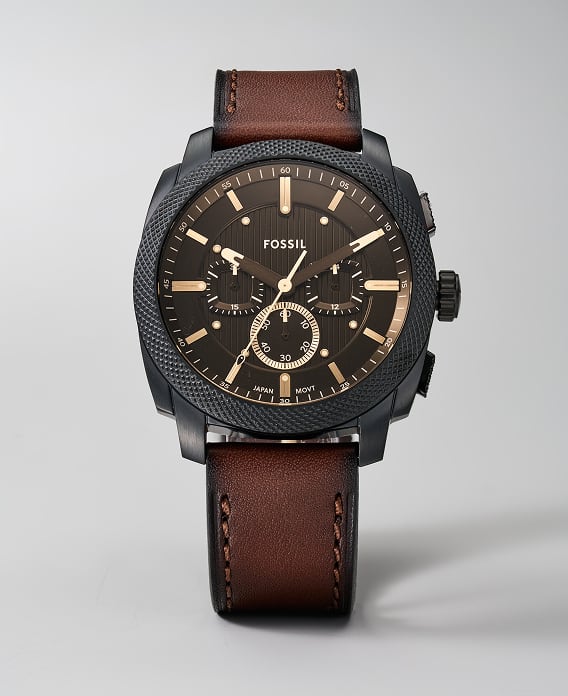 Image of a black and brown Fossil Machine watch