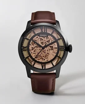 Abbildung einer schwarz-braunen Uhr Townsman von Fossil